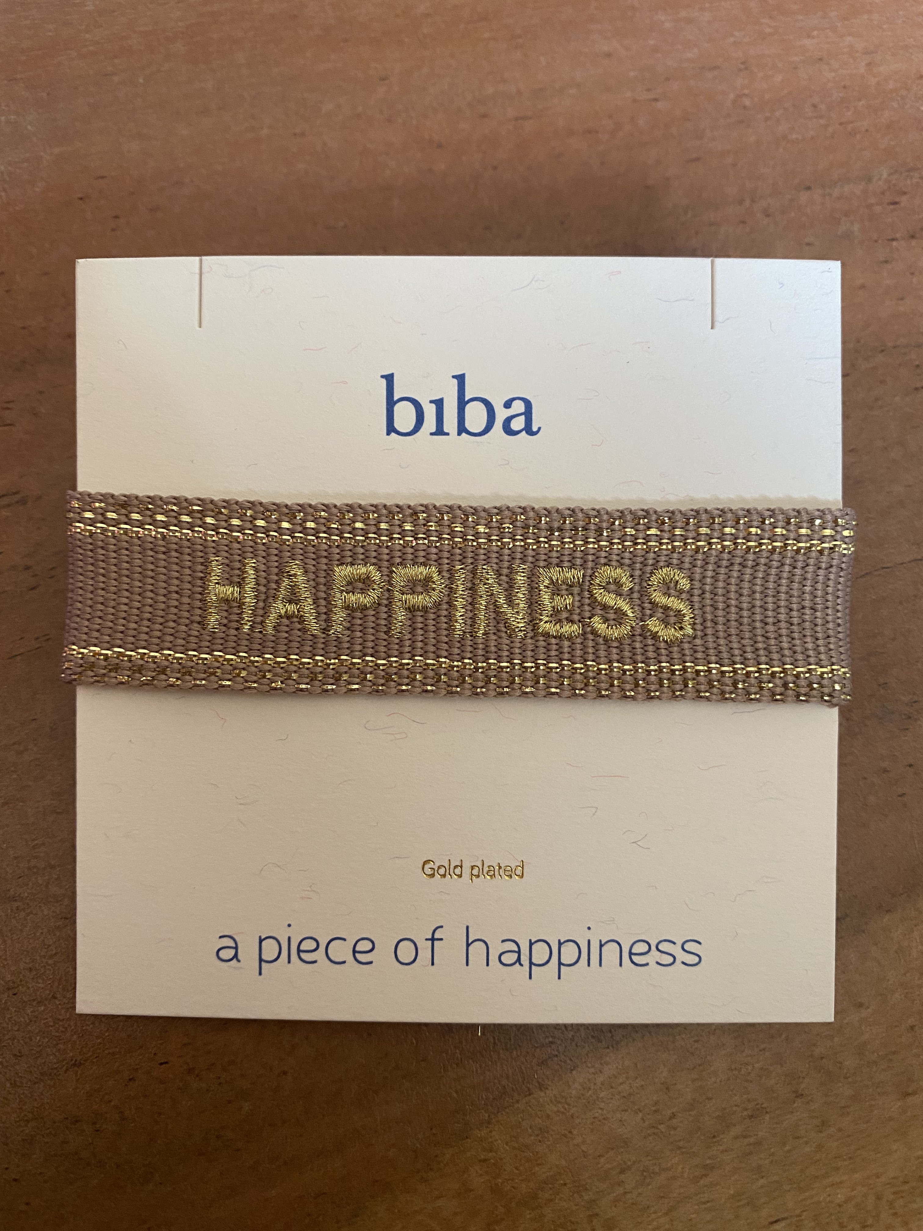 Biba Armband Textil "Happiness" beige